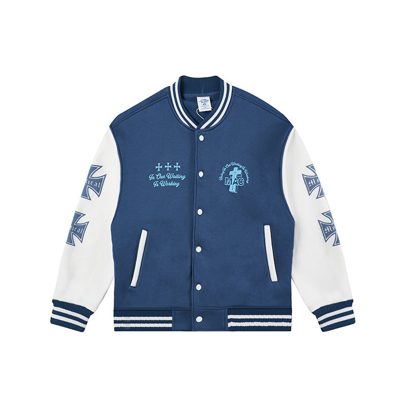 Contrast Color Loose Printed Jacket Baseball Uniform Jacket