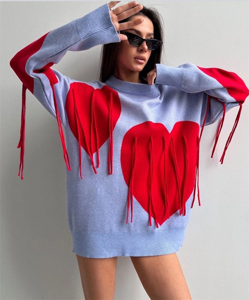 VIBEISH Women's Round Neck Fashion Pullover Top Sweater