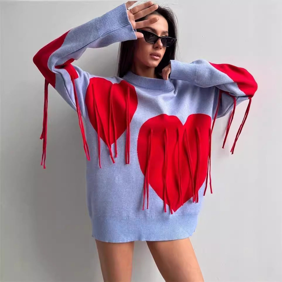 VIBEISH Women's Round Neck Fashion Pullover Top Sweater