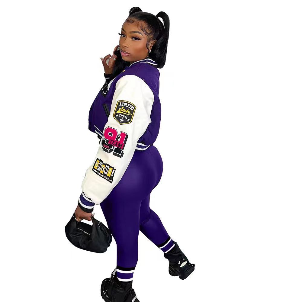 VIBEISH Women's Autumn And Winter Style Hot Sale Printing Double Thread Fashion Suit