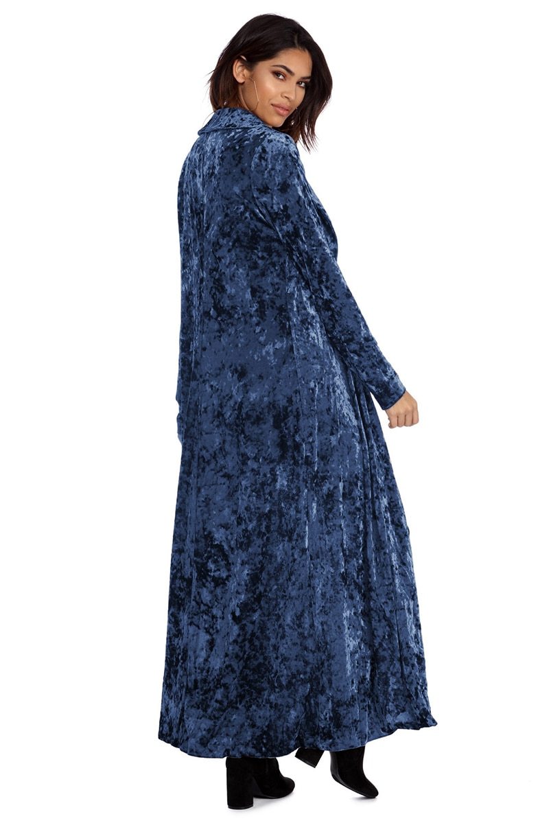 VIBEISH Women's fashion velvet jacket autumn long coat stitch outerwear coat casual tops cardigan women clothing plus size