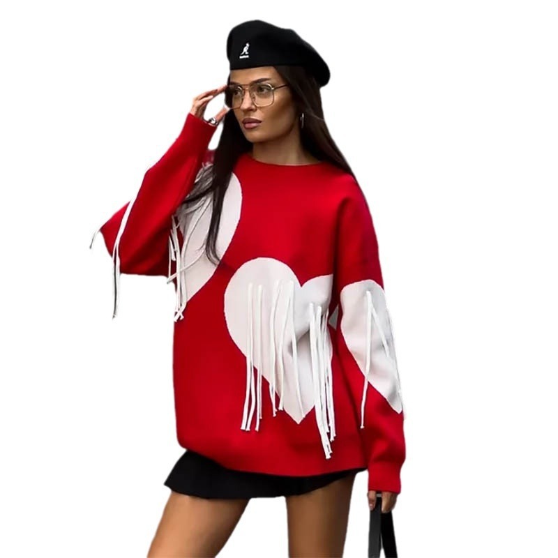 VIBEISH Women's Round Neck Fashion Pullover Top Sweater