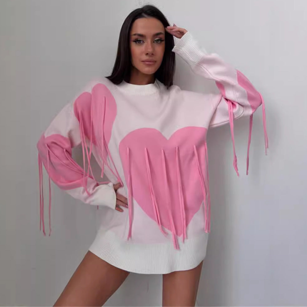 VIBEISH Women's Round Neck Fashion Pullover Top Sweater
