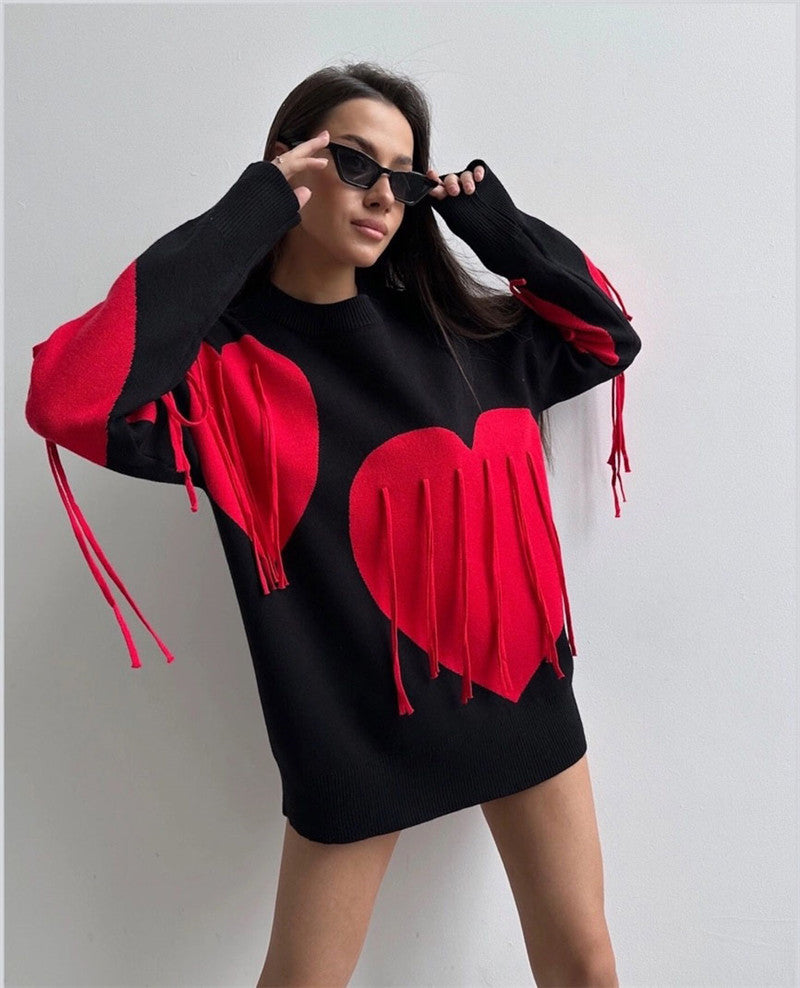 VIBEISH Women's Round Neck Fashion Pullover Top Sweater