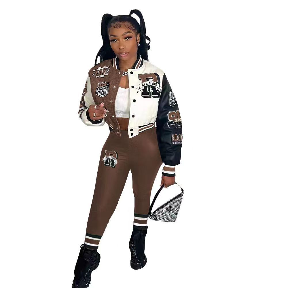 VIBEISH Women's Autumn And Winter Style Hot Sale Printing Double Thread Fashion Suit
