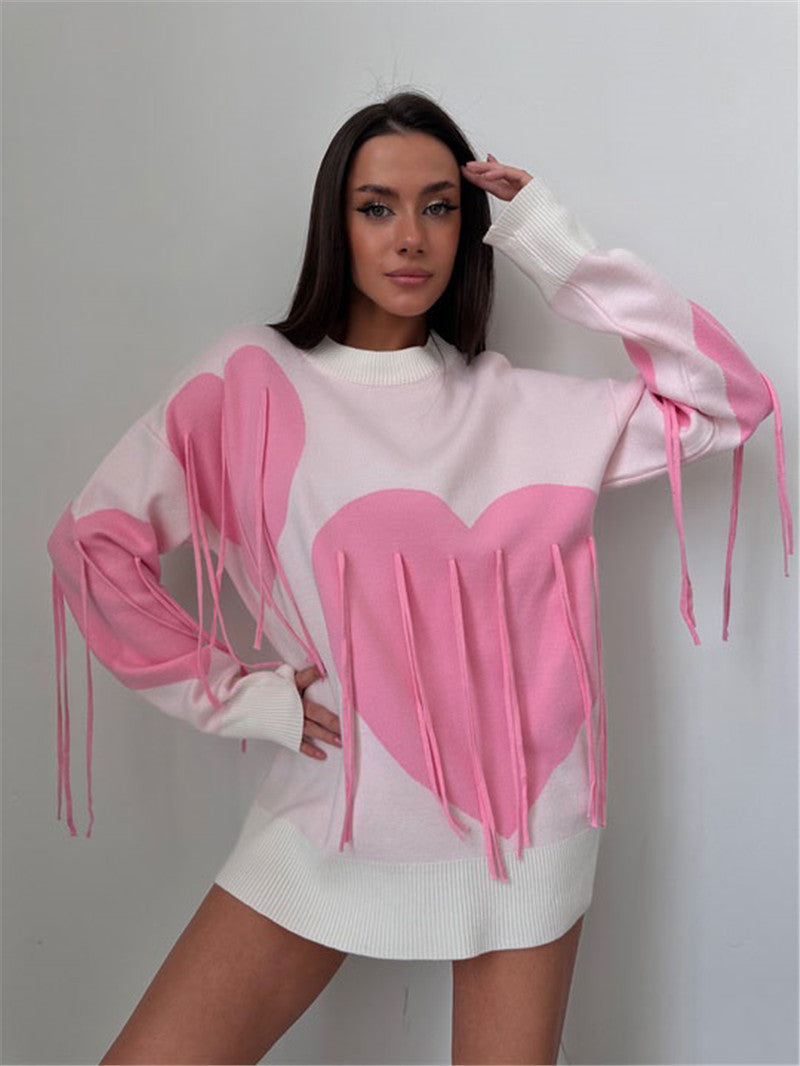 VIBEISH Women's Round Neck Fashion Pullover Top Sweater