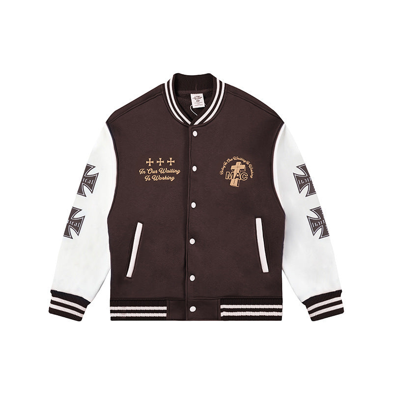Contrast Color Loose Printed Jacket Baseball Uniform Jacket