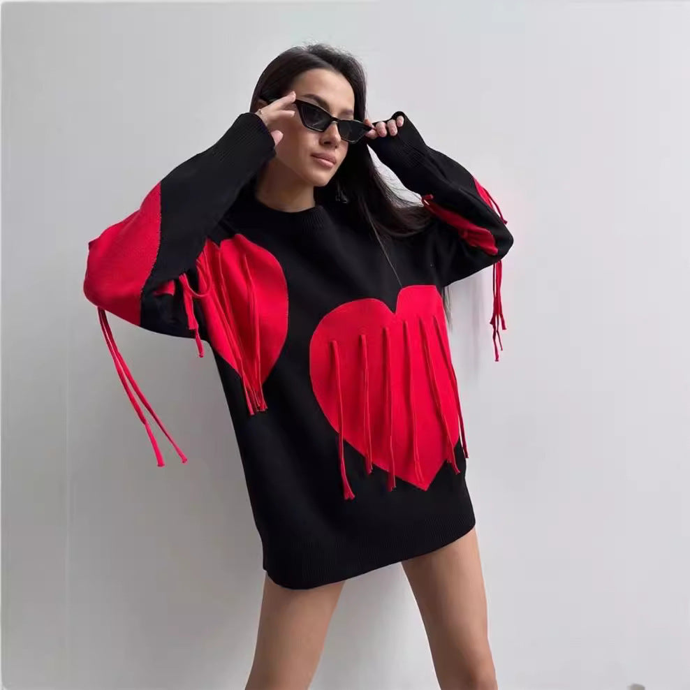 VIBEISH Women's Round Neck Fashion Pullover Top Sweater