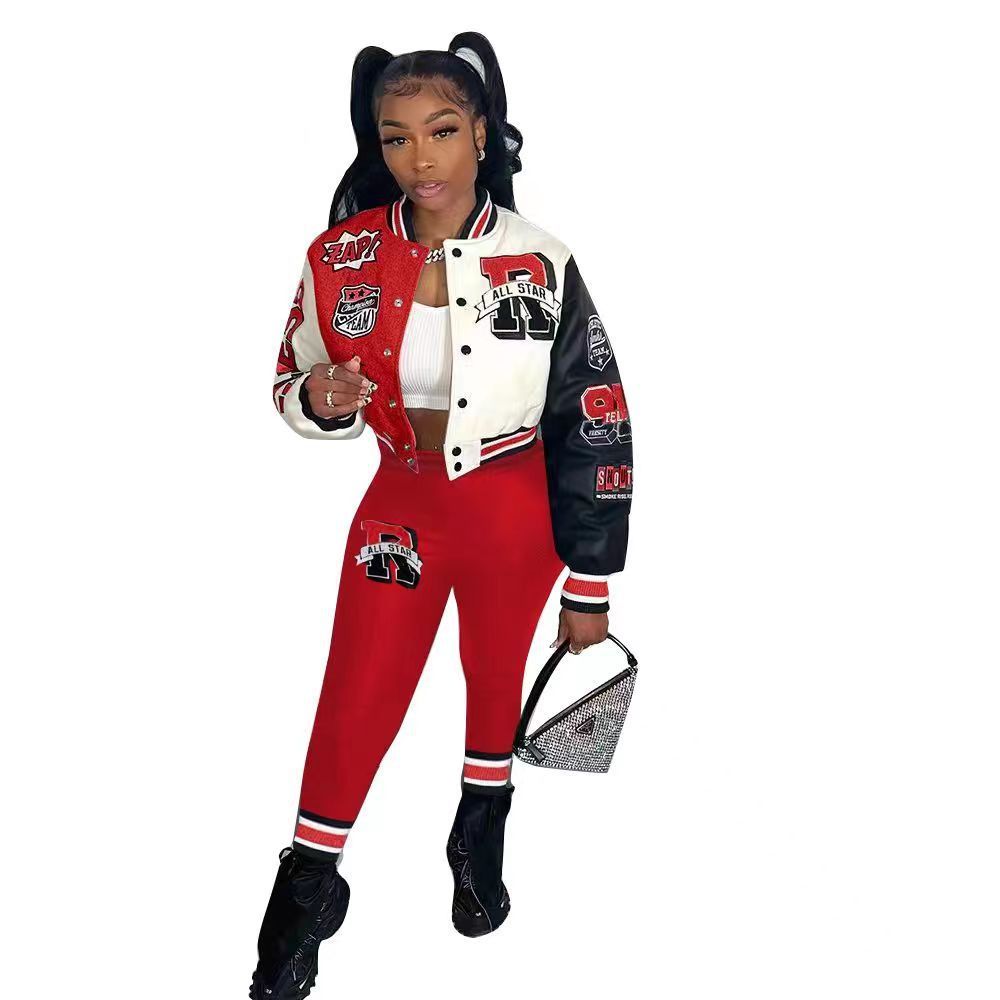 VIBEISH Women's Autumn And Winter Style Hot Sale Printing Double Thread Fashion Suit
