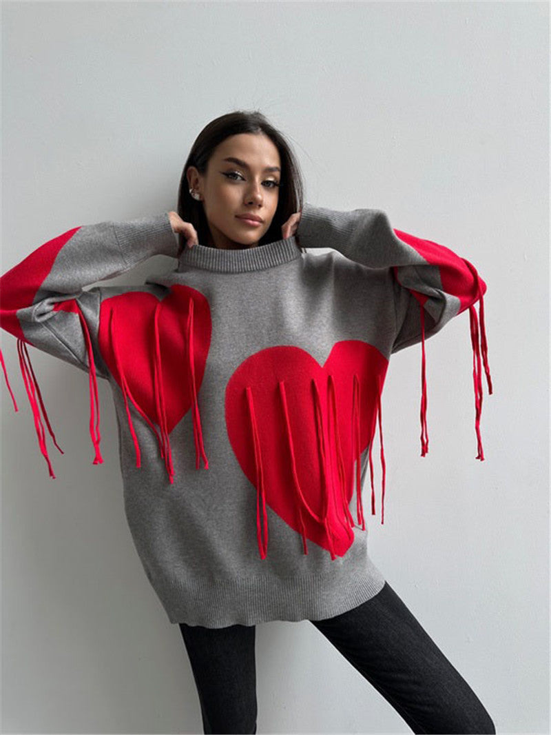 VIBEISH Women's Round Neck Fashion Pullover Top Sweater