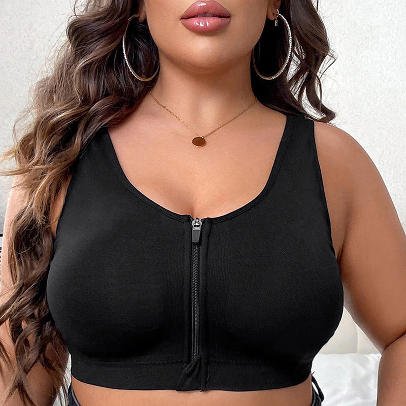 VIBEISH Front Zipper Sports Bra Shockproof High Strength Beauty Back